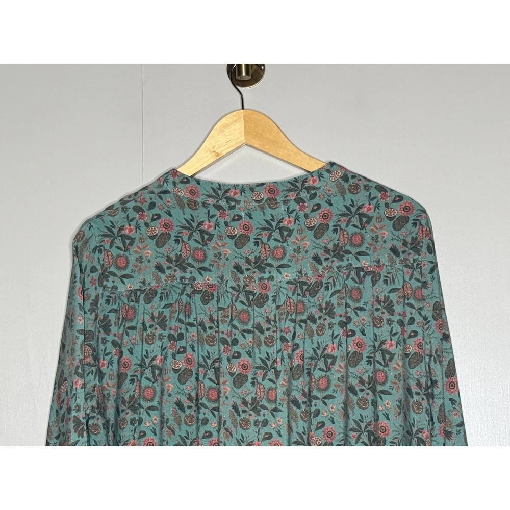 Natural Life Boho Floral Border Print Tunic Top Rayon Long Sleeve Medium - Picture 5 of 8